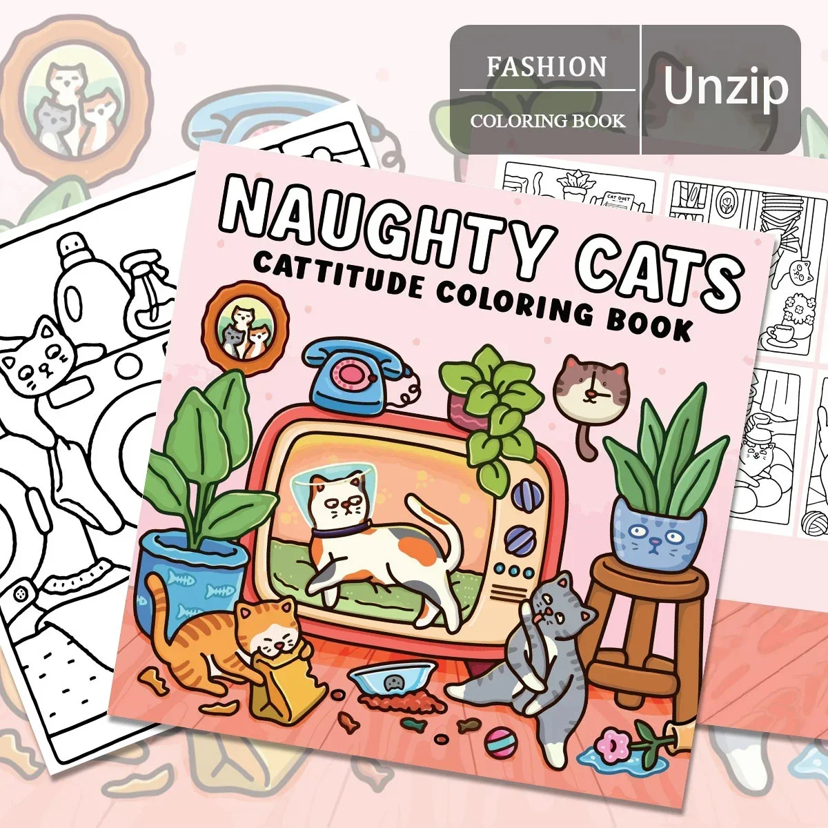 Libro para colorear: gatos traviesos, dulce simple, relajante, juguete artístico, asequible, mejora de creatividad DIY, diversión para padres e hijos, regalo de Navidad/Halloween