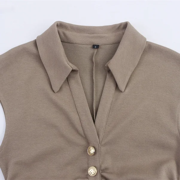 Vestido midi casual con cuello de camisa POLO para mujer