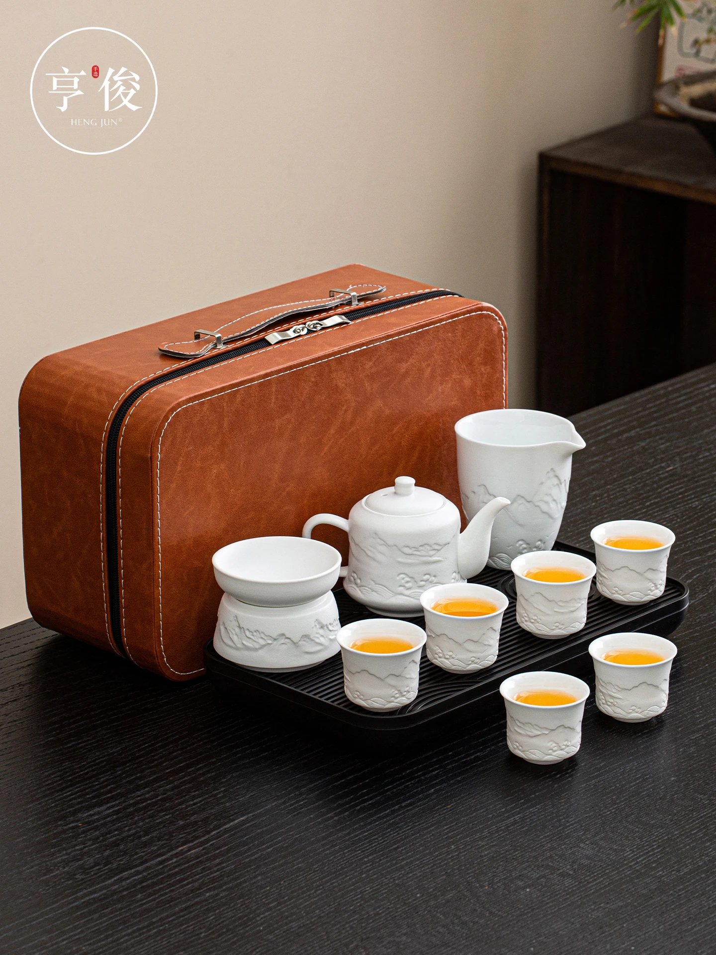 

Портативный уличный высококачественный керамический чайный набор с гравировкой Hen Jun 2026: Новинка для кемпинга и активного отдыха, набор для заваривания чая