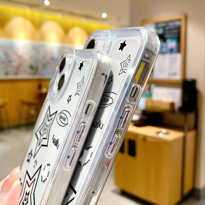 Silicone Phone Case For iPhone 14 15 11 12 13 Pro Max Case iPhone 15 14 7 8 Plus XS Max XR X SE 2020 Clear Star Y2K Cases Cover  image 6