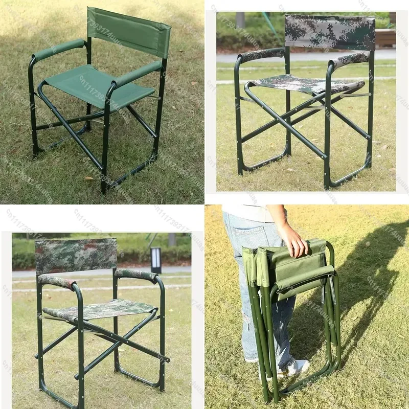 Thickened Portable Folding Camping Chair Outdoor Director Stool with Backrest Oxford Cloth Fishing Seat for Training