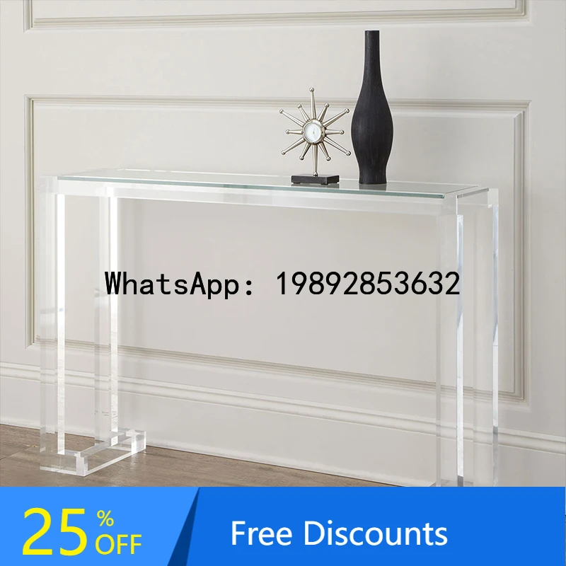 BF  Acrylic Table Transparent Entryway Table Organic Glass Ultra-Narrow  Rectangular Entryway Table