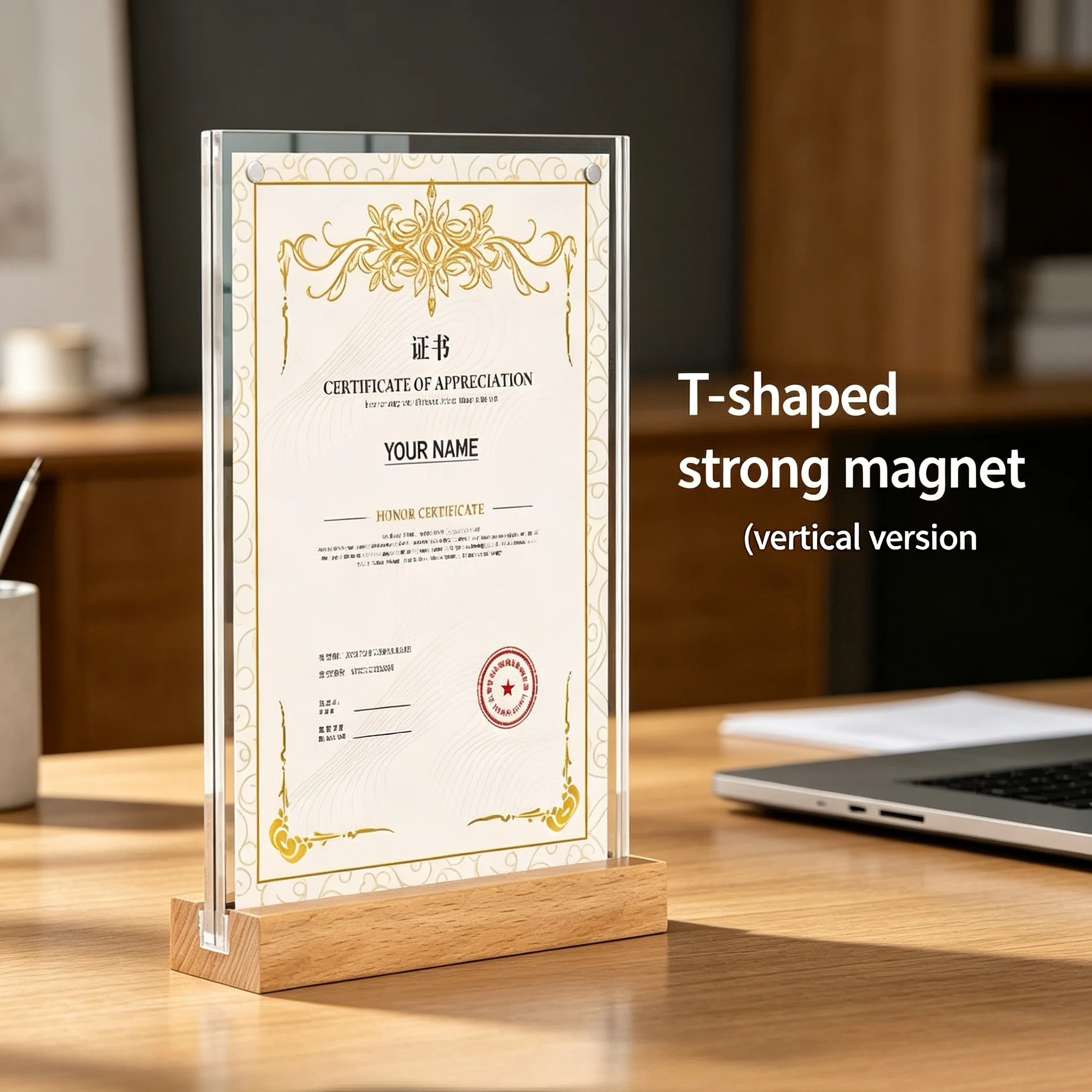 5 Pieces A6 10x15cm Wood Acrylic Sign Holder Display Stand Restaurant Menu Paper Holder Products Price Label Holder Stand