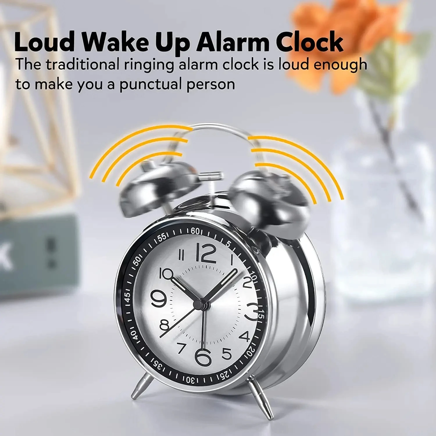 4.5 inch iron small alarm clock children silent fashion table clock tabletop creative luminous pointer retro quartz clock