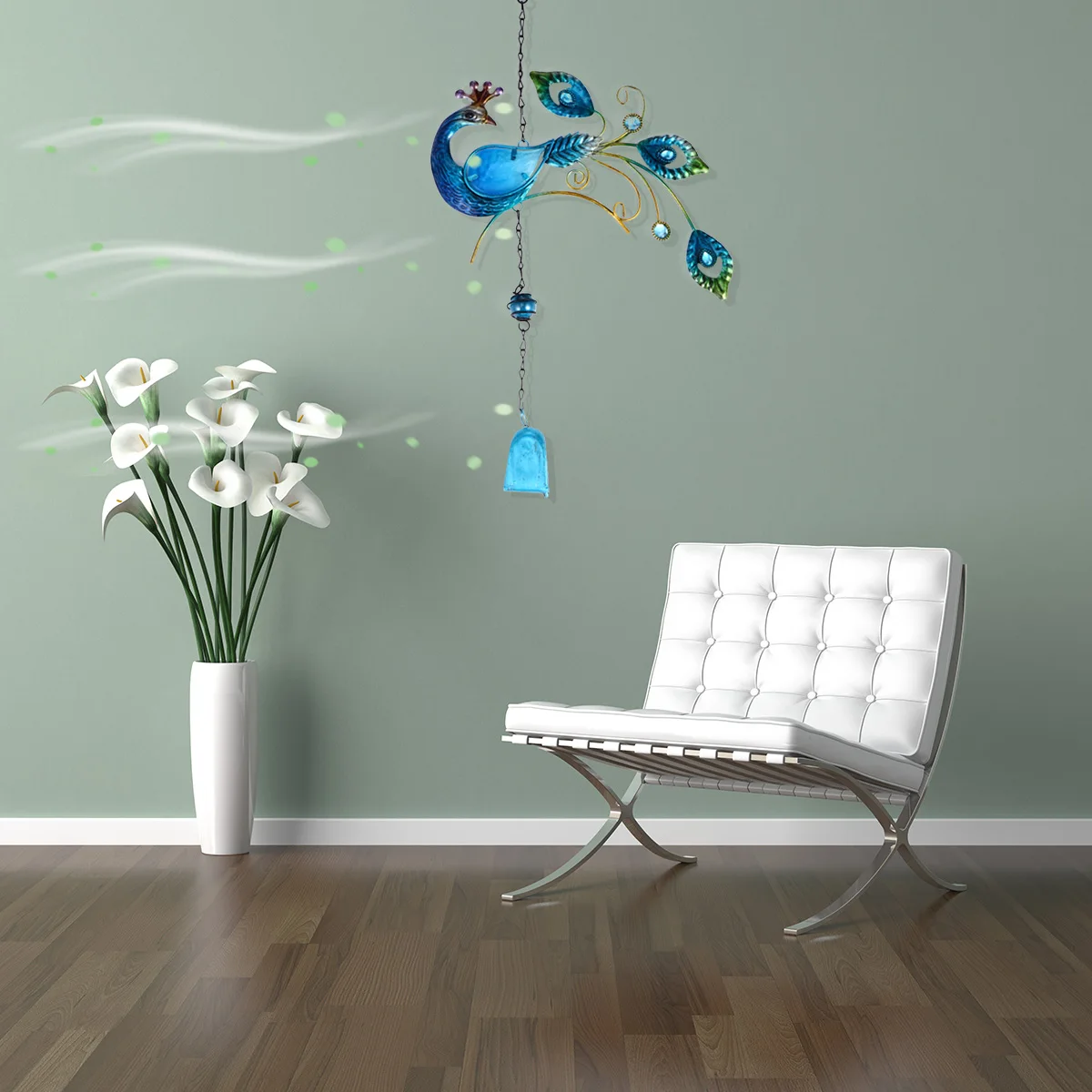 

Stained Glass Wind Chime Hanging Pendants Christmas Garden Decor Hand Painted Colorful Accessories Outdoor Ornament