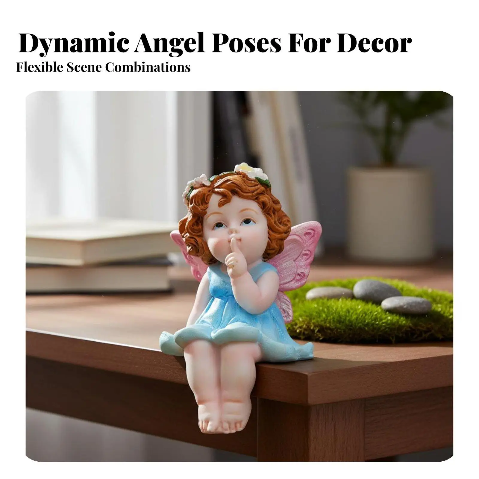 Charming Blossom Fairy Resin Figurine for Fairy Garden Miniature Decor Hand Painted Statue for Terrarium Desktop Shelf Home