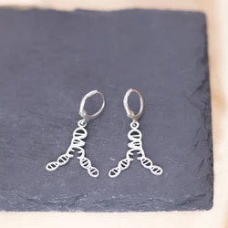 QIAMNI Medical Biology Spin DNA Science Double Helix Hoop Earrings Creative Women Girls Chemical Molecules Trendy Jewelry Gifts