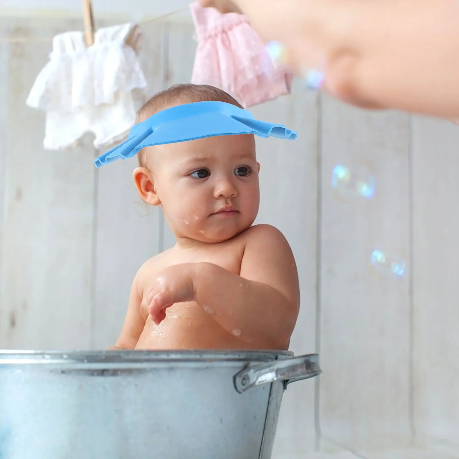 Protezione per le orecchie impermeabile Cappello da doccia per bambini Scudo per il lavaggio dei capelli regolabile per cuffia da bagno per bambini