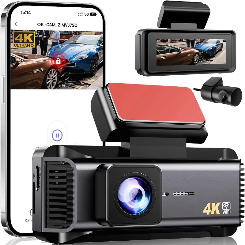 CA-3392 Driving Recorder Security Vehicle DVR Night Vision Wifi 4k Front and Back GPS Optional Car Dvr Dash Camera for Cars