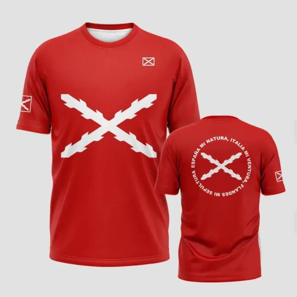 Men's short-sleeved polo shirt, cross flag printed fan shirt