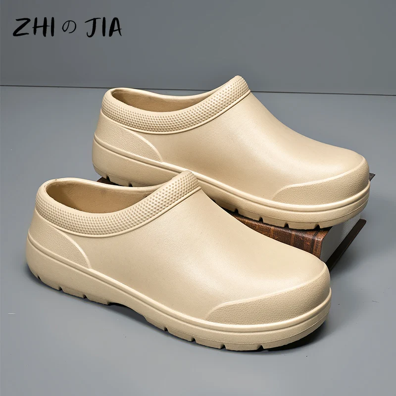 

Large EVA Soft Oil Resistant Chef Shoes Nurse Work Sneaker Couple Waterproof Rain Shoes Lightweight Breathable Footwear 36-46