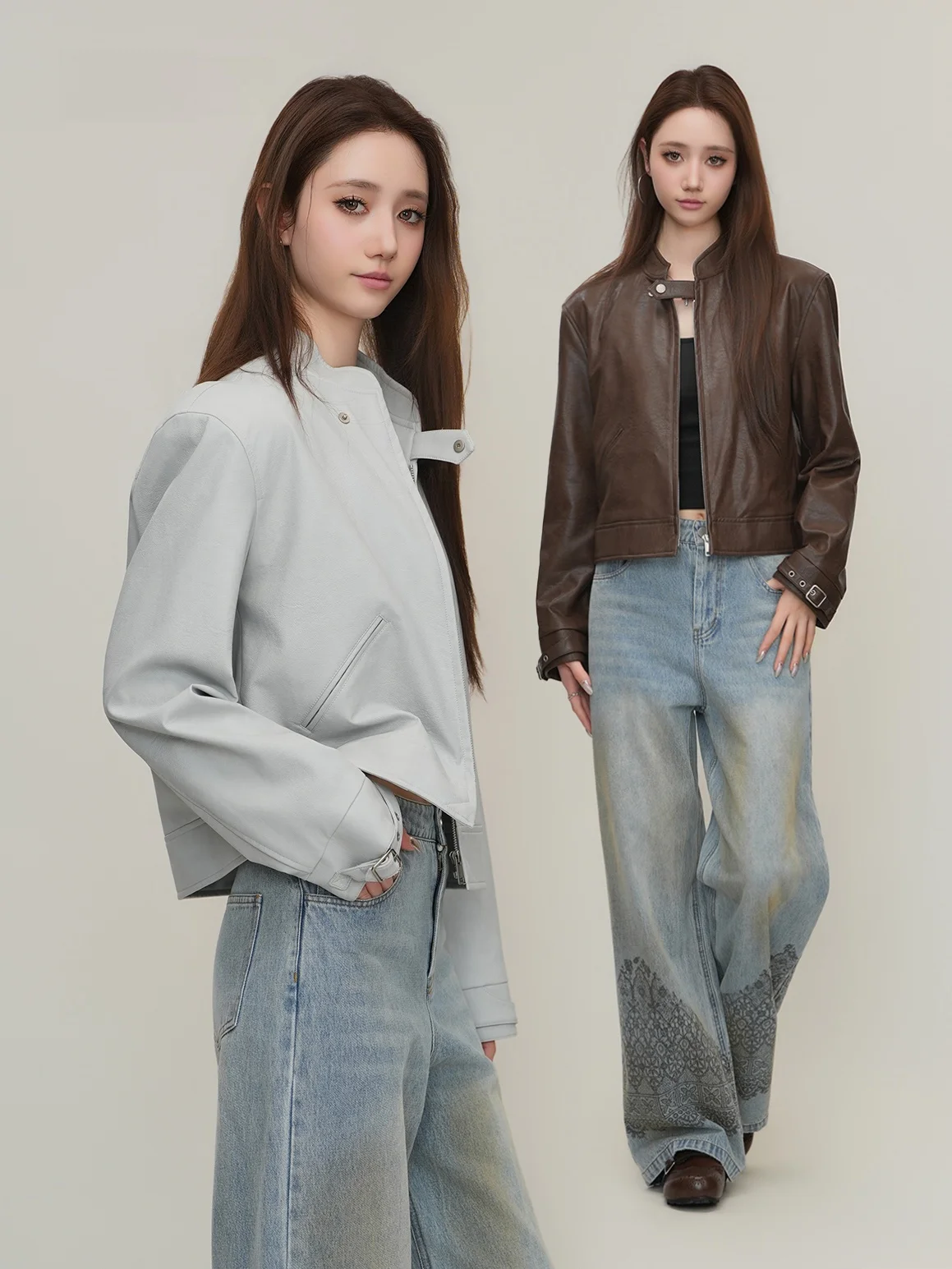 

Кожаная куртка-косуха VIAIOVY с круглым вырезом, из искусственной кожи, с высокой талией, повседневная, тонкая, для весны и осени, модная женская куртка