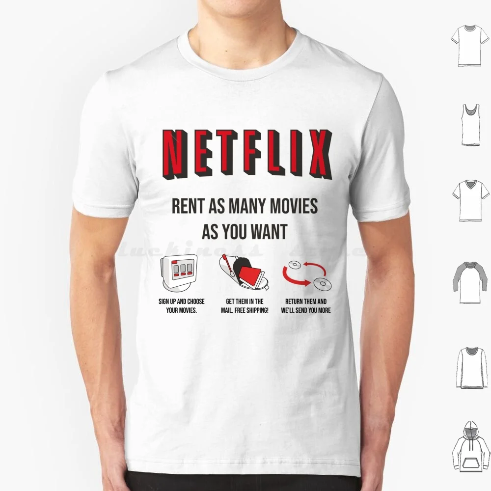 Camiseta Vintage de Netflix 6XL de Algodón, Camiseta Retro de Netflix con Logo Divertido de Películas y Música, Ilustración de Netflix O