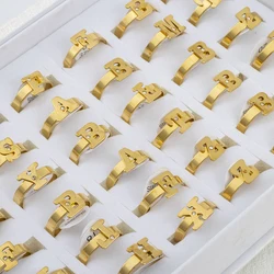 36 Pcs/Lot Stainless Steel 26 Letter Rings with Crystal 2023 Fashion Classics Couple Jewelry Wholesale Party Gifts