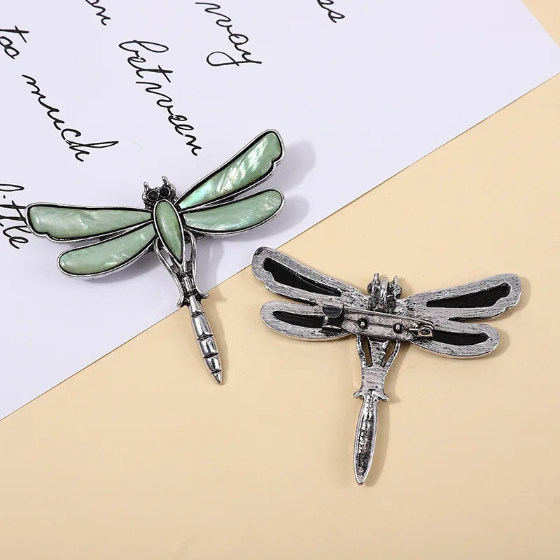 Vintage Classic Abalone Shell Dragonfly broszka biżuteria dla kobiet mężczyzn moda owady metalowe Unisex broszki ze sprzączką garnitur odznaki