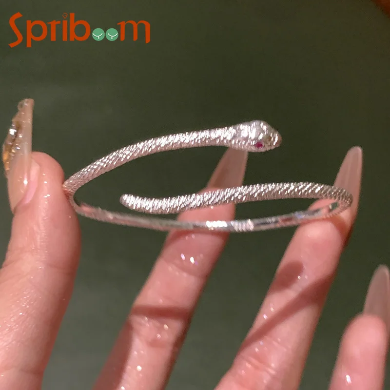 

Opening Snake Bracelet for Woman Silver Color Personality Bangle Light Luxury Temperament Jewelry Accessories Party Female Gifts