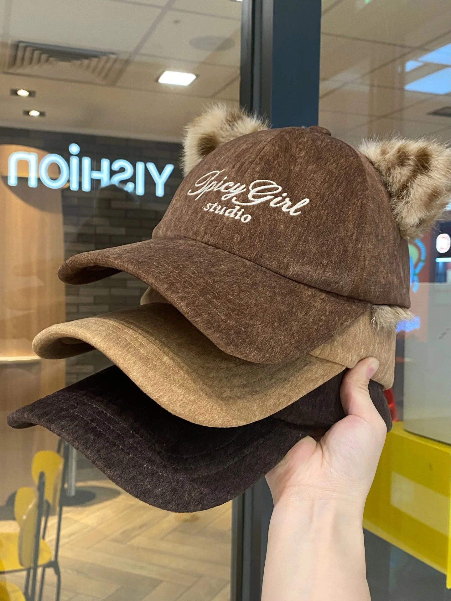retro-letter-embroidery-leopard-print-ear-baseball-cap-unisex-autumn-winter-warm-face-slimming-versatile-wide-brim-hat