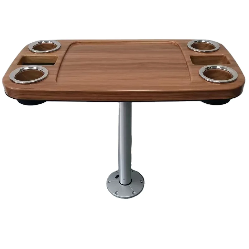 Rectangular ABS table wood grain balcony table light outdoor sunscreen tea table yacht saloon car ship accessories