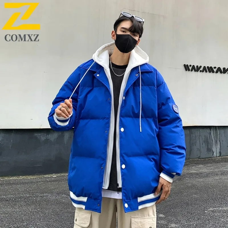 

Мужская утолщенная зимняя хлопковая ветровка, свободная куртка-пуховик большого размера, винтажная уличная одежда в гонконгском стиле, ветрозащитная теплая парка с капюшоном