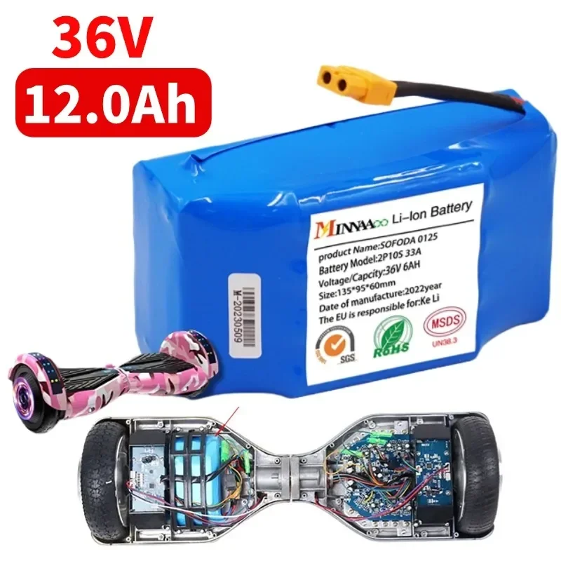 Genuine 36V 12Ah 10s2p Battery Packs Rechargeable Lithium Ion Battery for Electric Self Balancing Scooter HoverBoard Unicycle