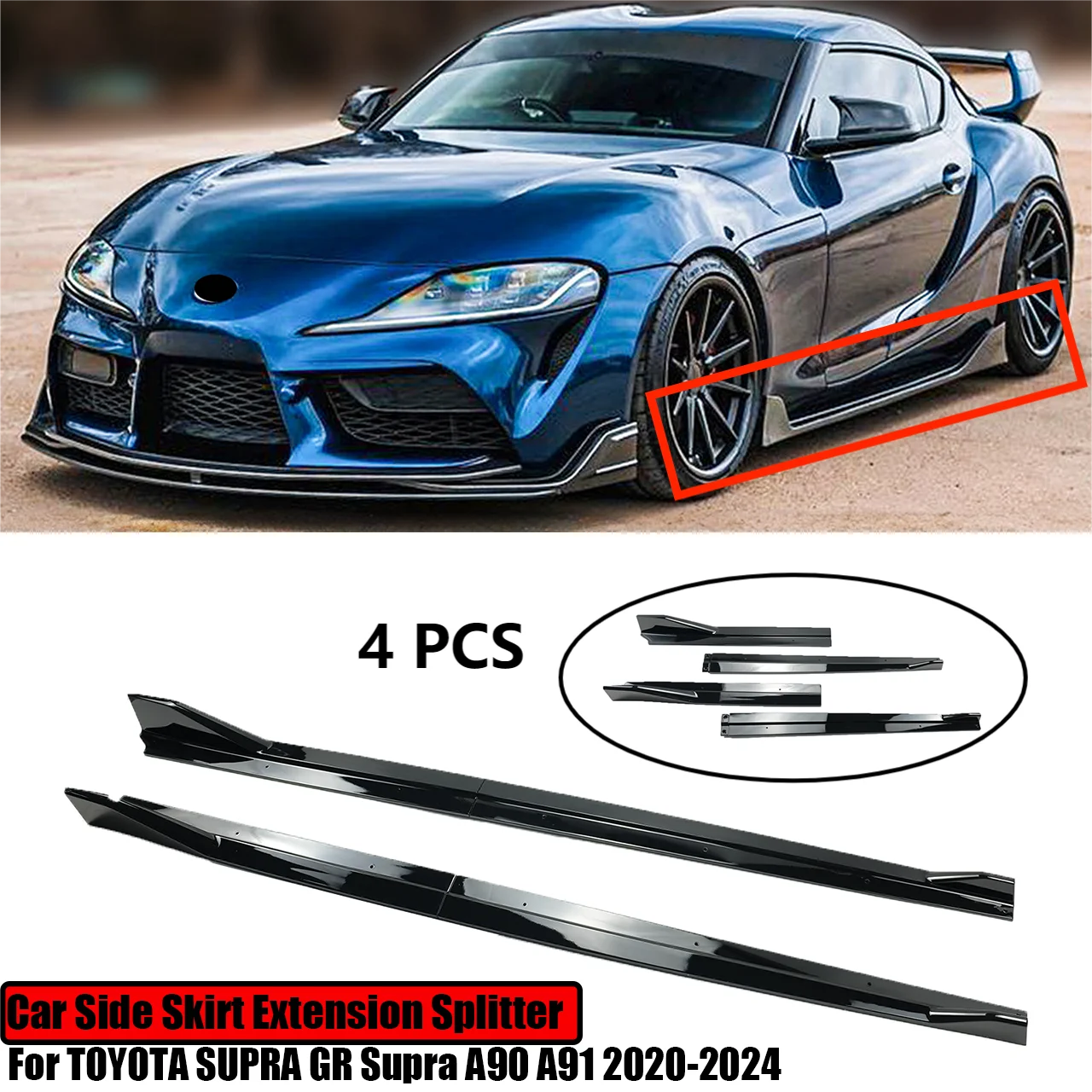 

For TOYOTA SUPRA GR Supra A90 A91 2020-2024 Car Side Skirt Extension Splitter Spoiler Plate Lip Bumper AG Style A Pair