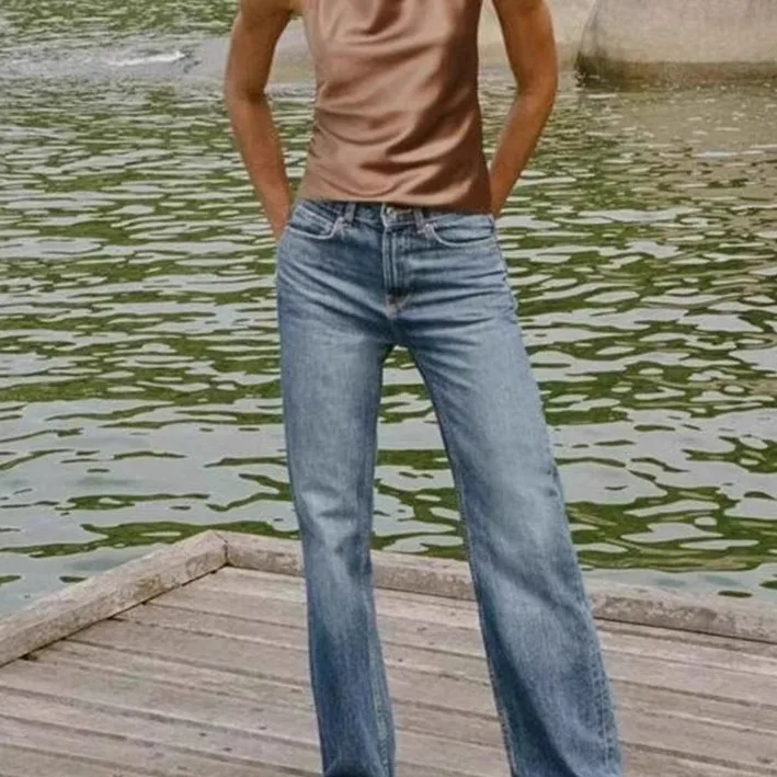 Estate New Sle da donna in raso di seta con colletto appeso Top Quali Feel Commute Sle vestibilità ampia in fibra di poliestere