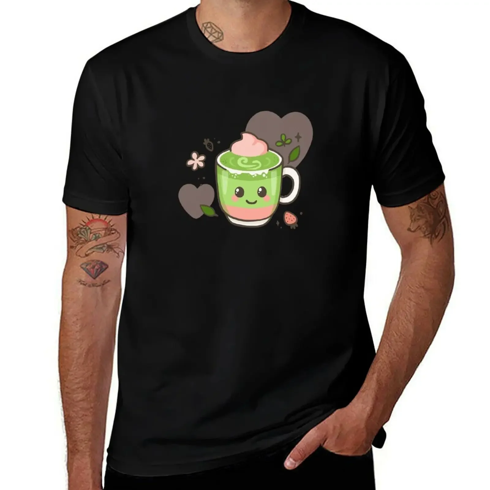 

Kawaii Matcha Strawberry Tea – Cute Vector Drink Illustration T-Shirt football t shirt for a boy shirts graphic men t shirts