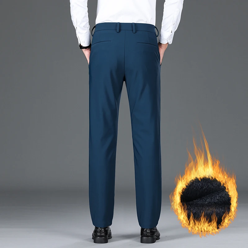 Winter padded and thickened men's casual pants simple fashion straight business men's suit pants pants