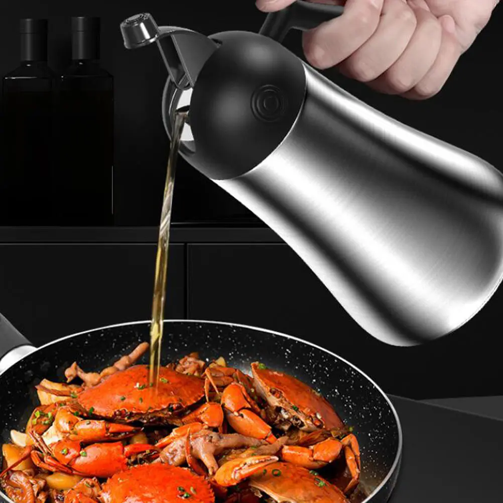 

1pc Stainless Steel Oil Bottle Condiment Bottle Large Capacity Leak-Proof Easy Open Home Kitchen Seasoning Storage