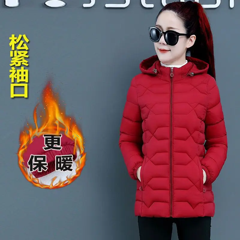 Women's winter new fashion loose hat cotton-padded jacket women's medium and long thick warm cotton-padded jacket LX218