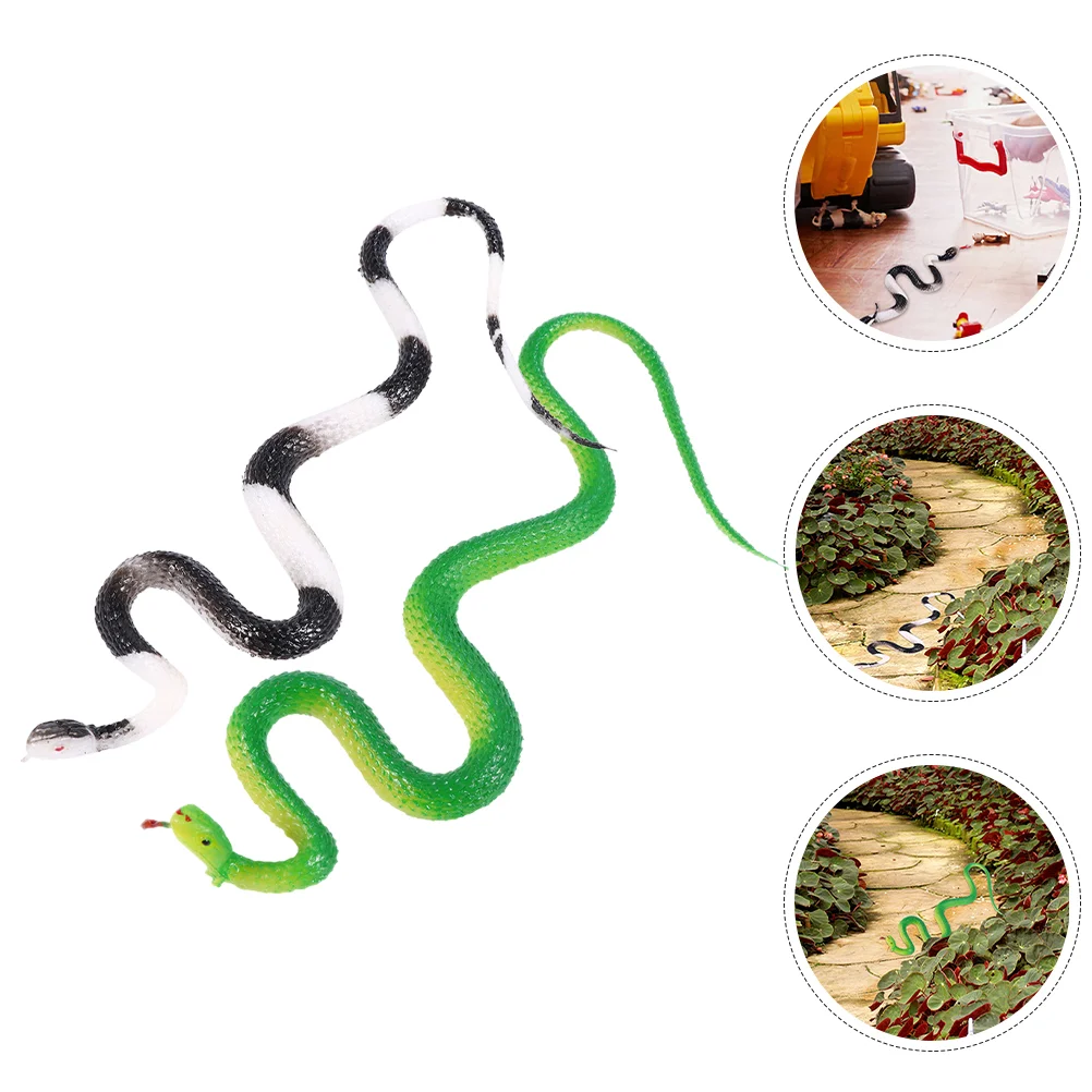 2 Pcs Models Toy Artificial Snake Miniature Statue Ornament Tricky Props Figure 2200X100X060CM Figurine Fake Toys