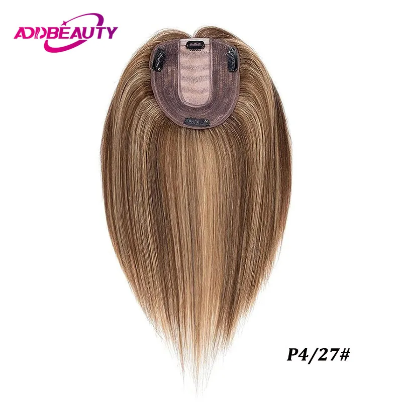 Machine Toupee for Women Silk Top Human Hair Wigs Straight Toppers Natural Swiss Lace Hair System Unit Free Part Hairline Ombre