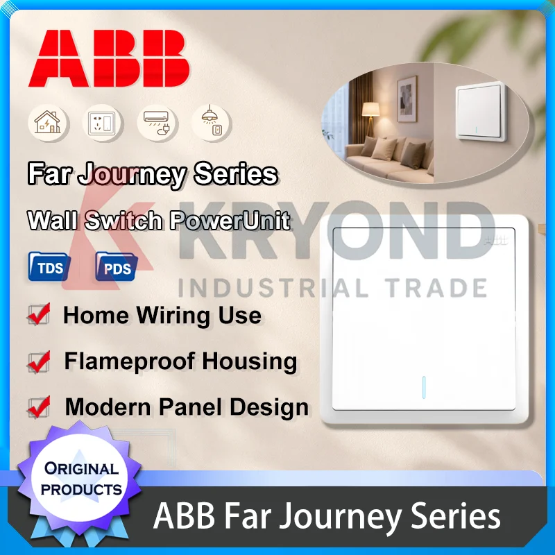 Panel de interruptores eléctricos ABB Far Journey, tomacorriente de 5 orificios, 16A, toma de corriente para aire acondicionado, control simple/doble, a prueba de llamas