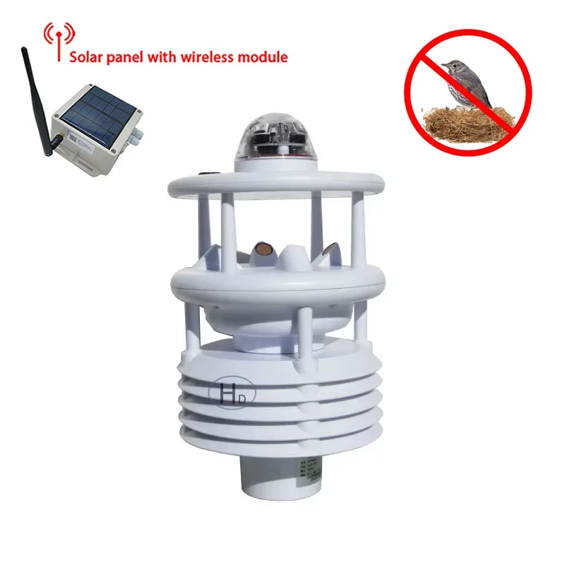 CE SDI12 7 IN 1 WIND SPEED DIRECTION AIR TEMPERATURE HUMIDITY PRESSURE PRECIPITATION TOTAL RADIATION COMPACT WEATHER STATION