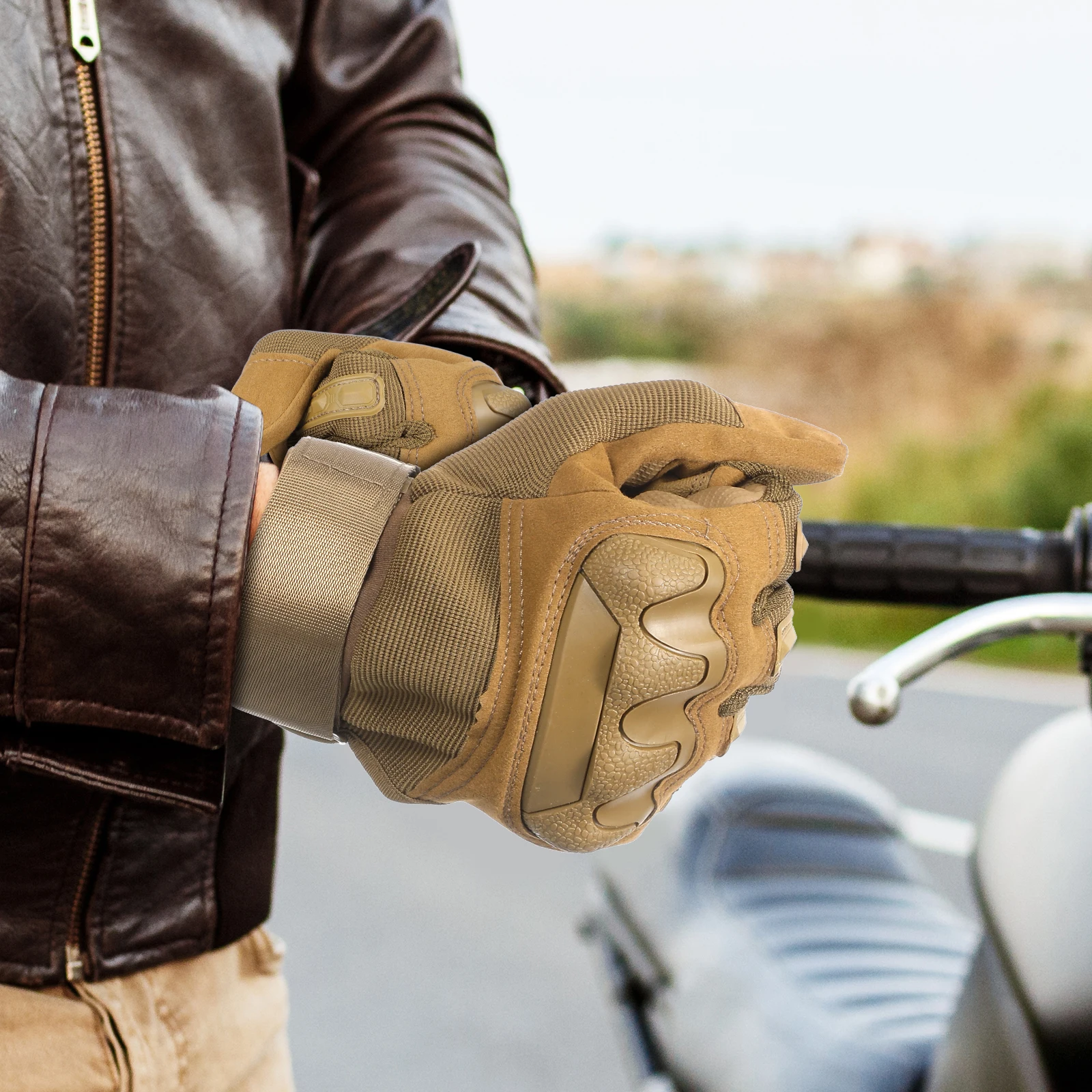 

1 Pair Gloves For Men Xl: Style Motorcycle Riding Gear With Thickened Palm Padding Breathable Full Finger