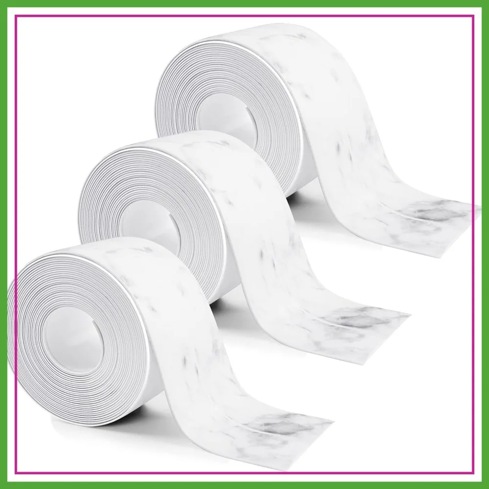 

3 Rolls 10.5Ft Caulk Tape Self-Adhesive Bathroom Seal Strip, 1.5In White Marble