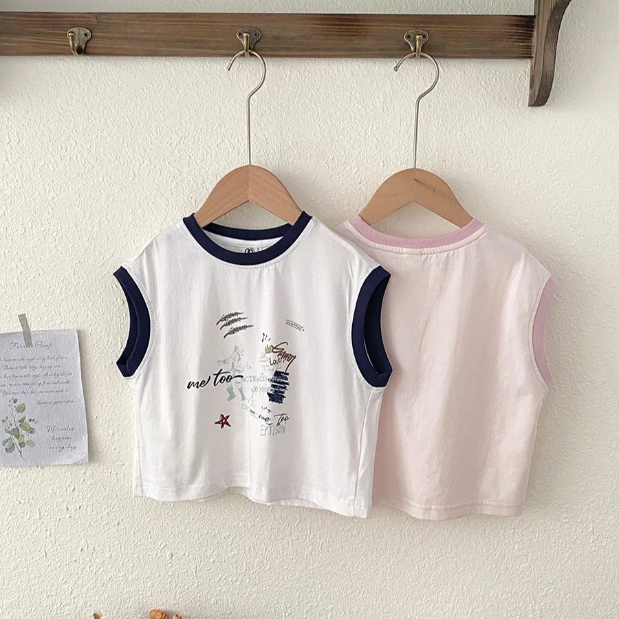

Childrens Tank Top Thin 2025 New Sleeveless Graffiti Versatile Loose Top T-shirt Versatile Daily Wear