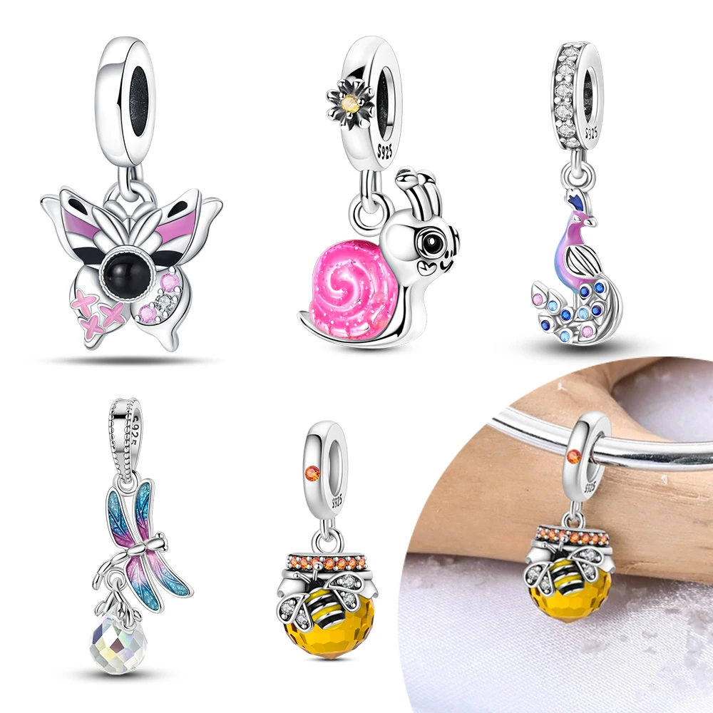 Plated 925 Silver Confused Snail Charms Fit Original 925 Charms Bracelet Beads Jewelry Gifts for Women