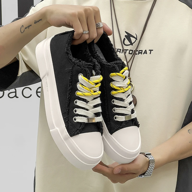 

Новинка лета 2024, мужская дышащая универсальная обувь для скейтбординга, мужская повседневная спортивная трендовая обувь с мягкой подошвой, модная парусиновая обувь