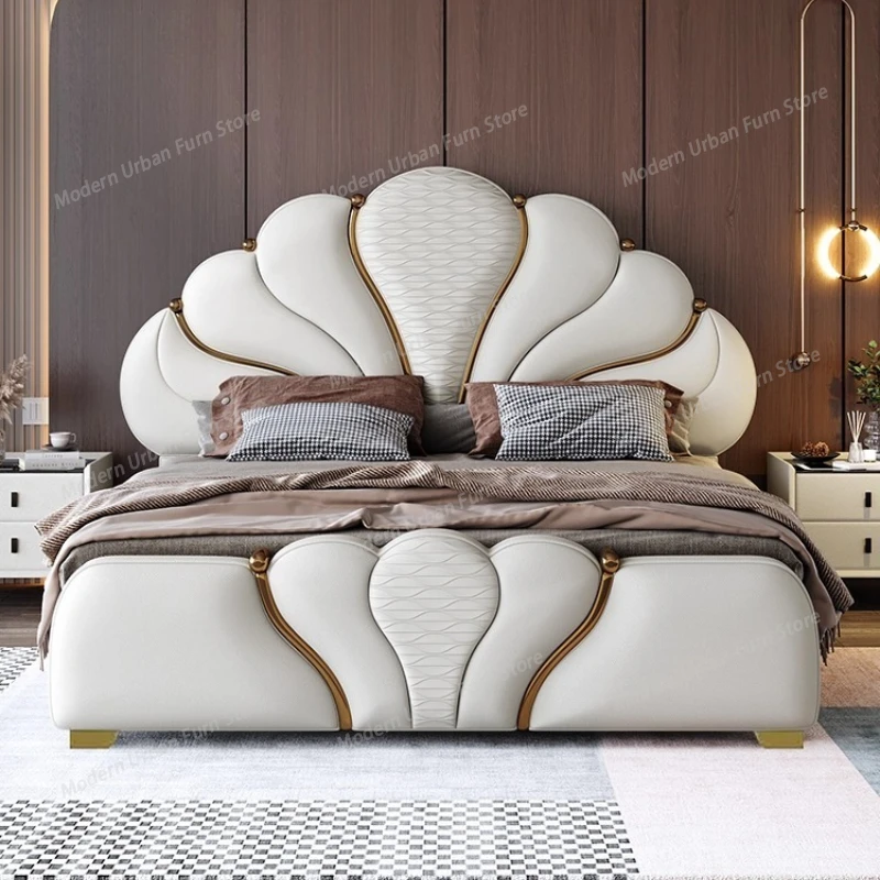 

Роскошная двуспальная кровать King Size, портативная, кожаная, для сна, модная мебель, европейский стиль, простой дизайн, для дома
