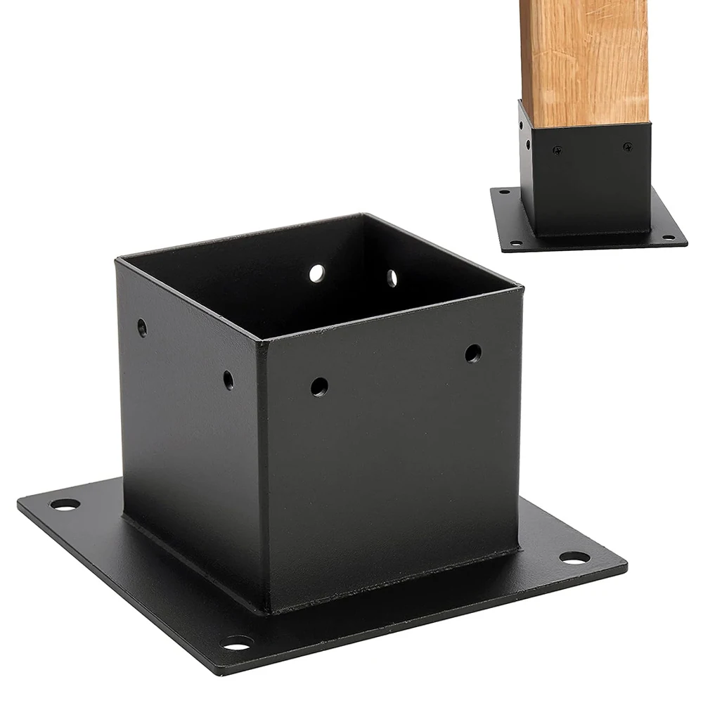 Matte Black Heavy‑Duty Post Base Anchor Bracket for Gazebo Deck Railing Wood Column Support