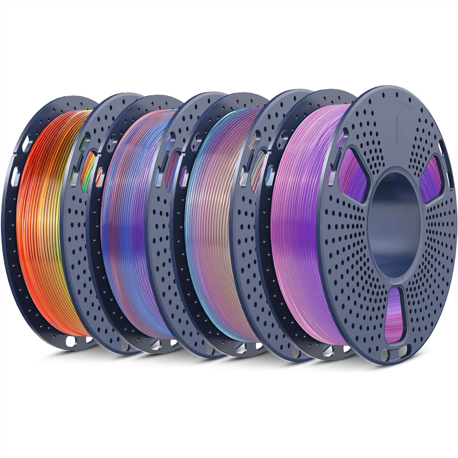 

Rainbow PLA Filament Bundle 4-Pack, Multicolor Gradient 1.75mm ±0.02mm, Neatly Wound 250g Spools, 1kg Total for 3D Printer