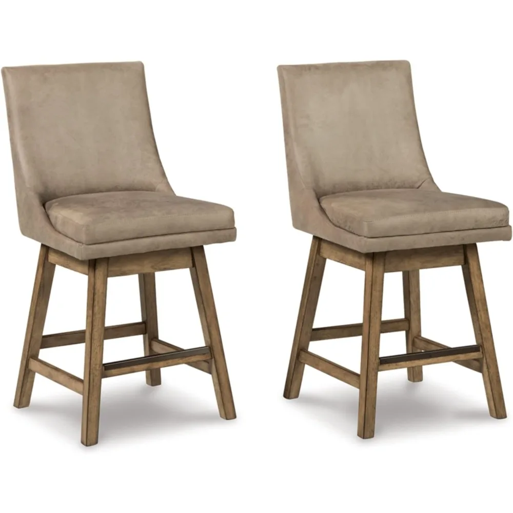 

Signature Design by Ashley Tallenger 25" Upholstered Counter Height Barstool, Set of 2, Beige