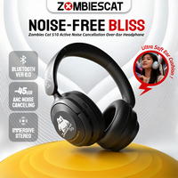 Zombies Cat S10 ANC Bluetooth Headphones -45dB Active Noise Cancellation Headset Immersive Stereo Over-ear Wireless Earphones