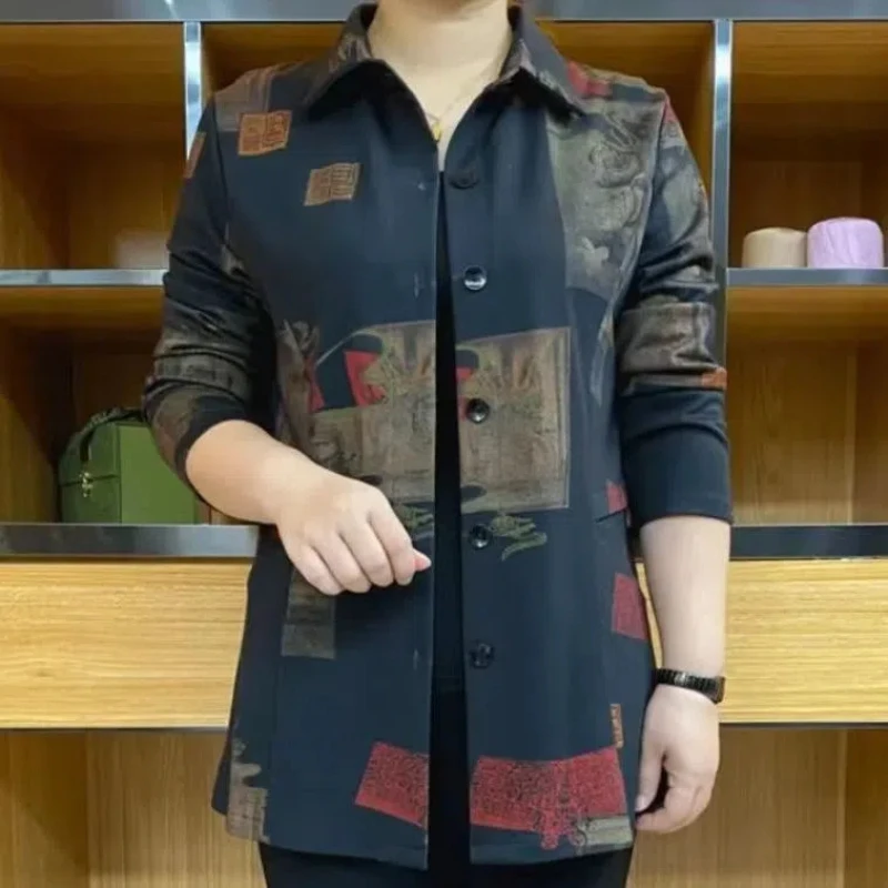 

Весенне-осенняя новая женская рубашка с длинными рукавами среднего и пожилого возраста, стильная одежда, тонкая рубашка, верхнее пальто, женская одежда