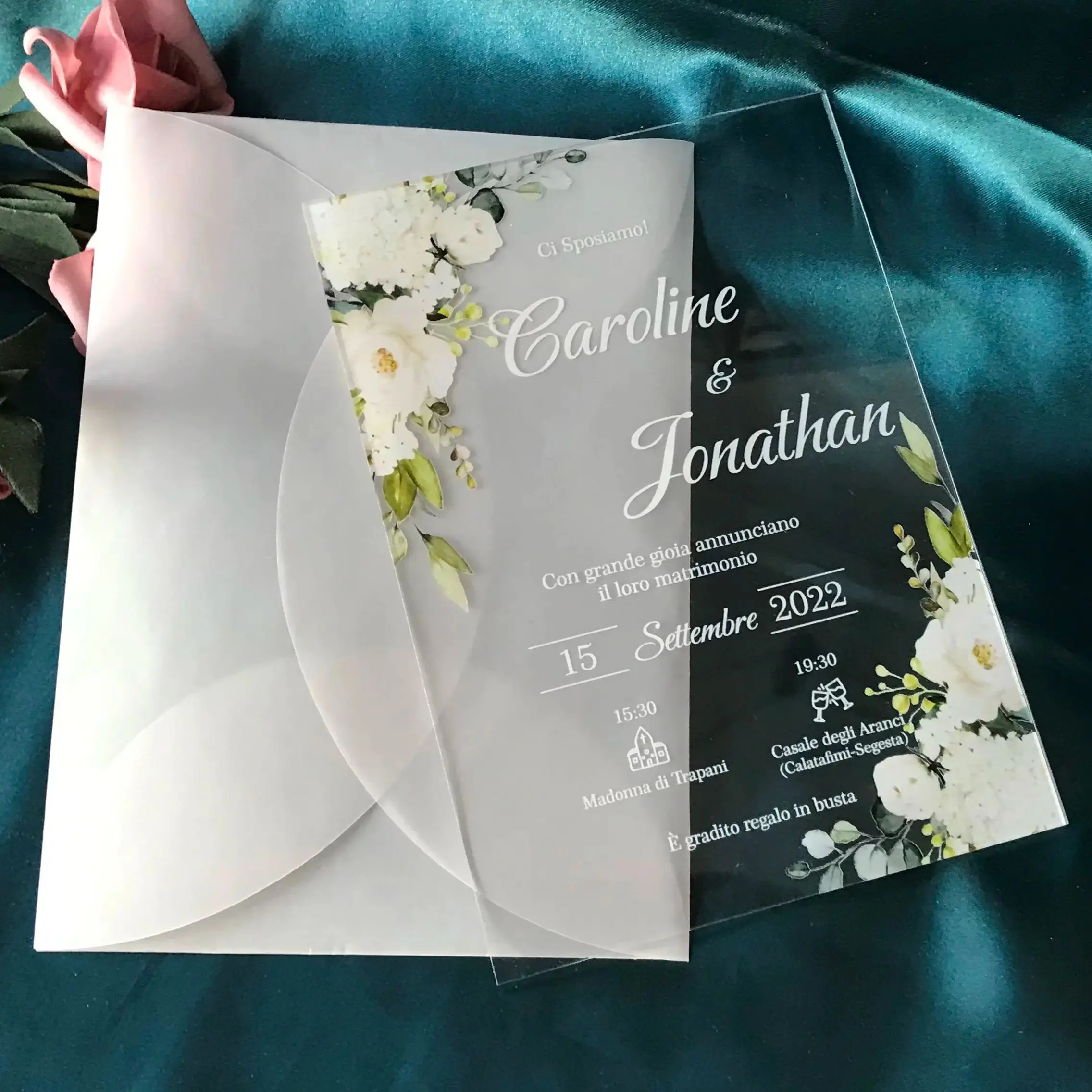 10pcs Customized Transparent Acrylic Wedding Invitation,Birthday Greeting Card,Semi-transparent Envelopes,Party Favor Decoration