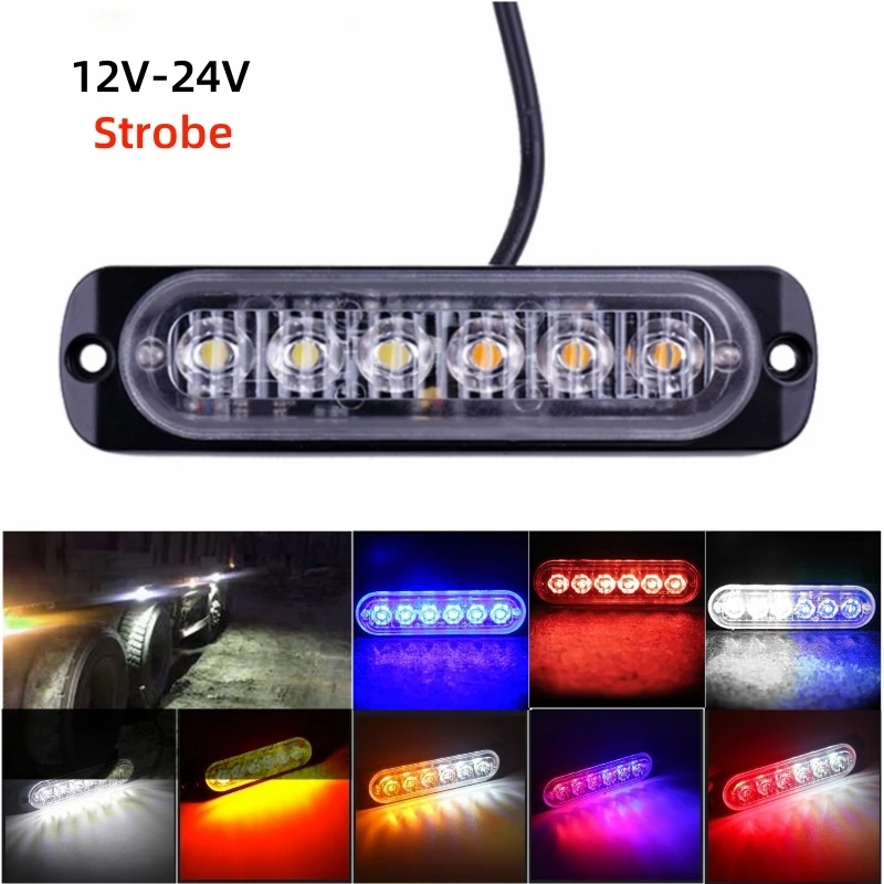 1PC 6LED Strobe Side Marker Indicators Light for Truck Trailer 12-24V Flashing Warning Tail Light Car Signal Brake Lamp Lightbar