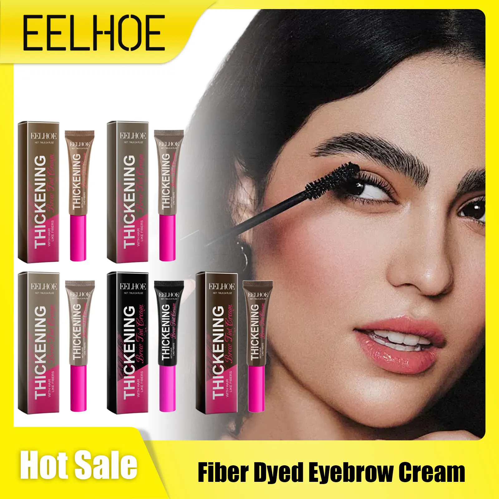 EELHOE Fiber Dyed Eyebrow Cream Lasting Waterproof Tinted Cream Eye Brow Thicker Smudge Proof Liquid Dyeing Eyebrow Cream Makeup