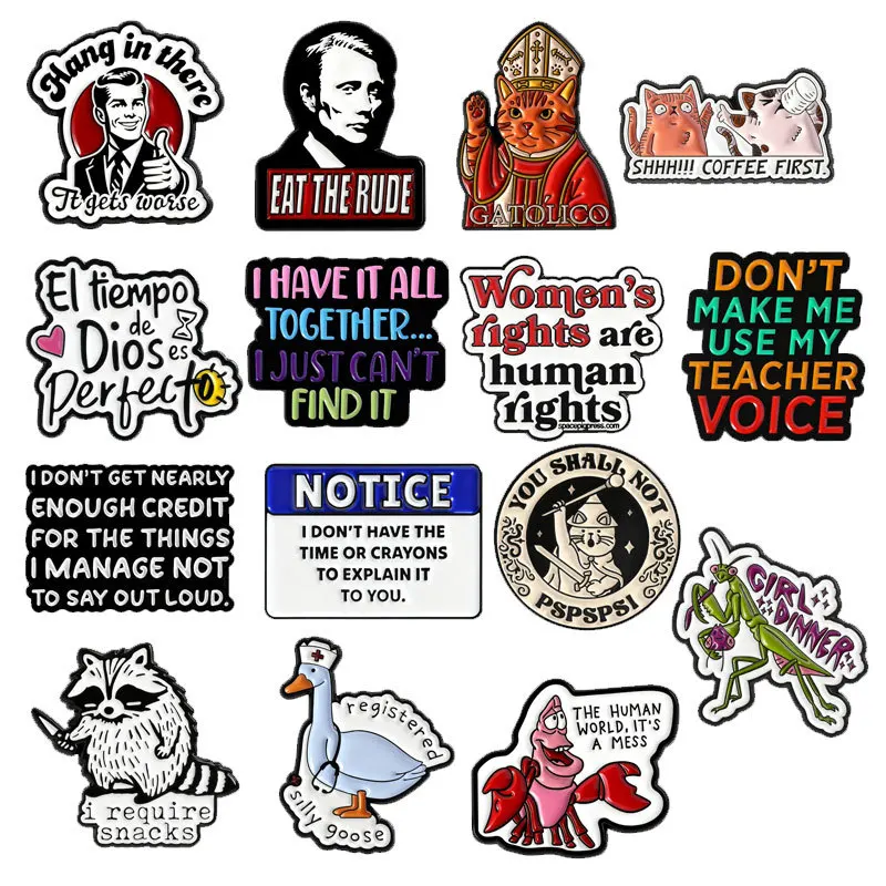 Animal Brooches Cartoon English Letter Metal Badges Small Gifts Wholesale Brooch Backpack Pin Hat Pins for Clothes Lapel Cap Bag
