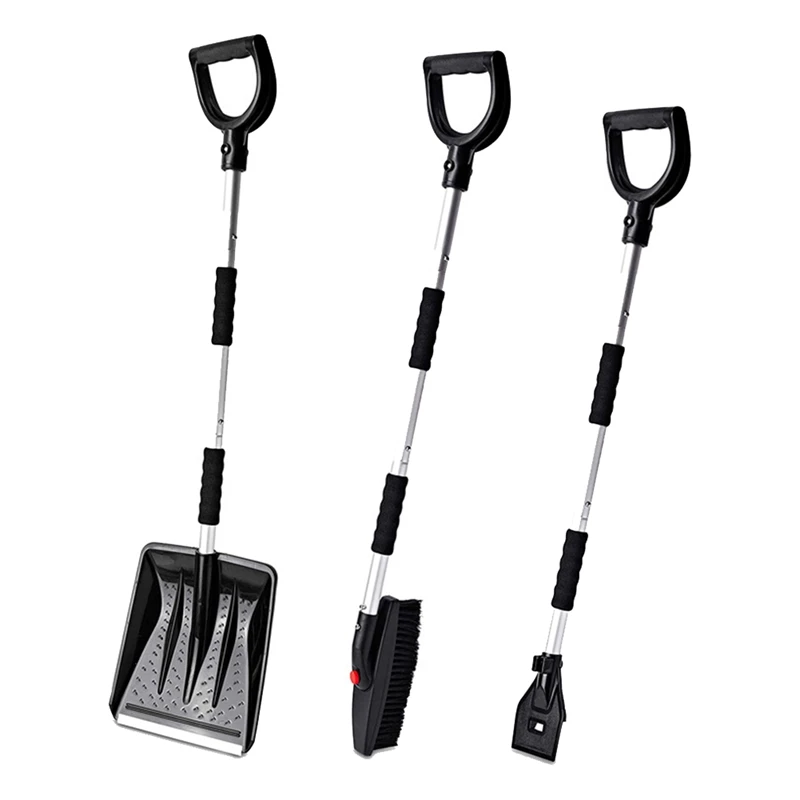 

3-In-1 Snow Shovel Set Collapsible Snow Brush Scraper Winter Snow Removal Kit Car Ice Scraper Windshield Scraper